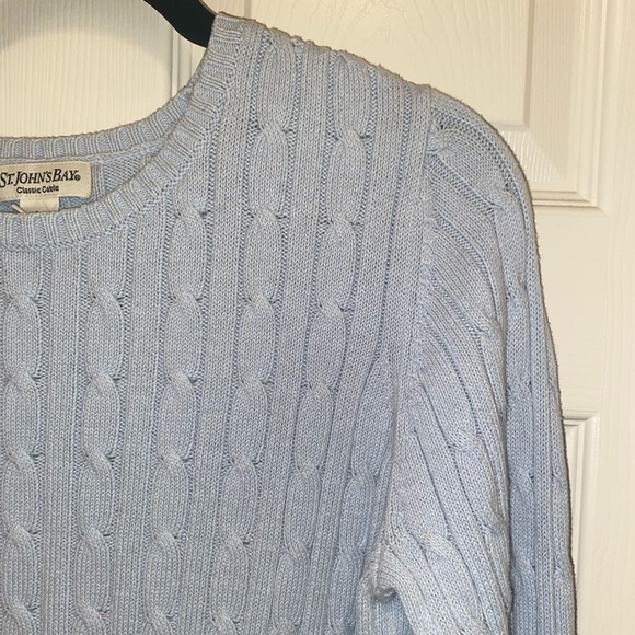 Light Blue St. John’s Bay Classic Cable Knit Sweater - Picture 8 of 8